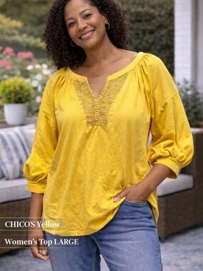 CHICOS Yellow Women's Top LARGE